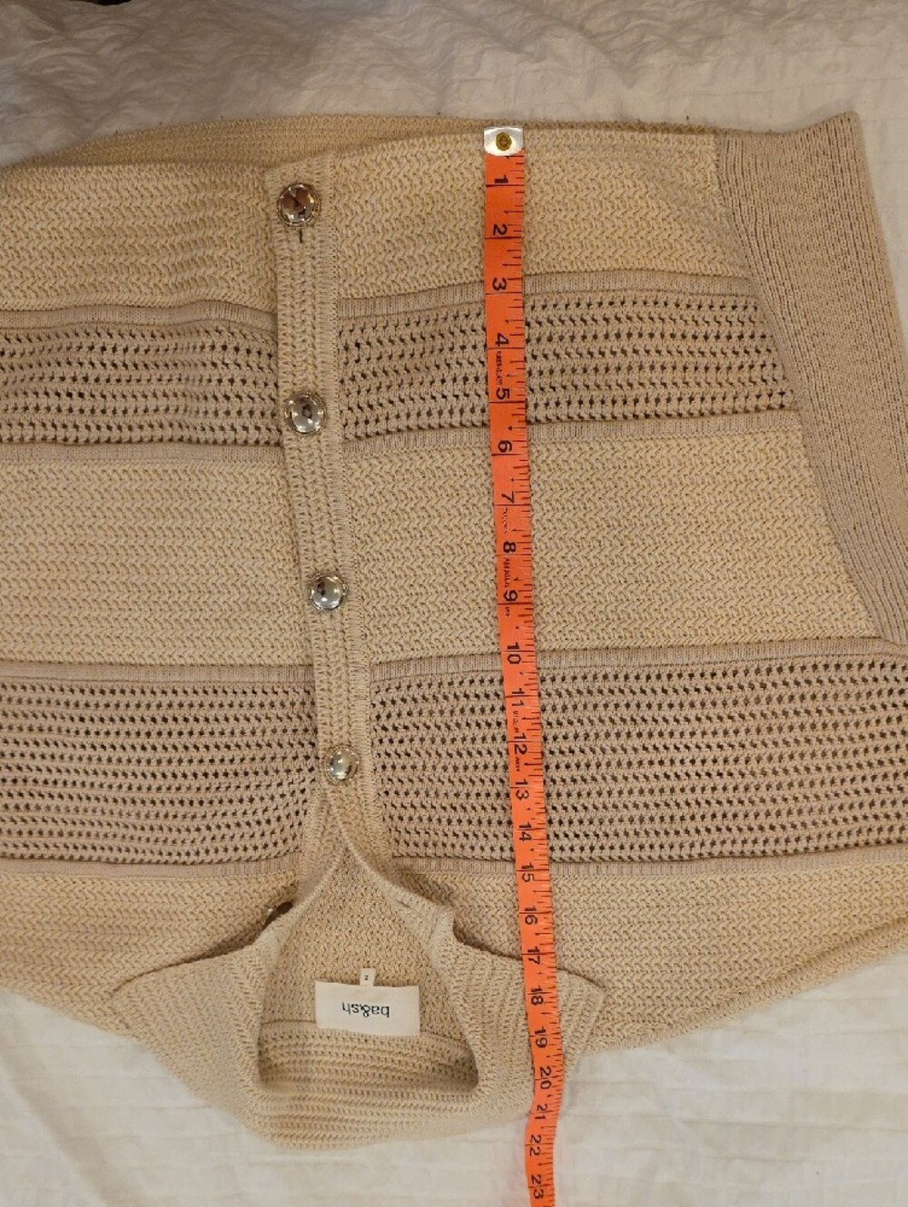 ba&sh Cream Open-Weave Button Cardigan - Picture 10 of 11